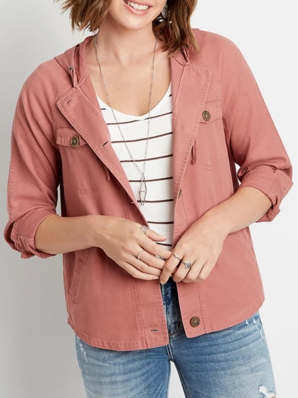 Maurice’s Solid Lightweight Hooded Jacket L
